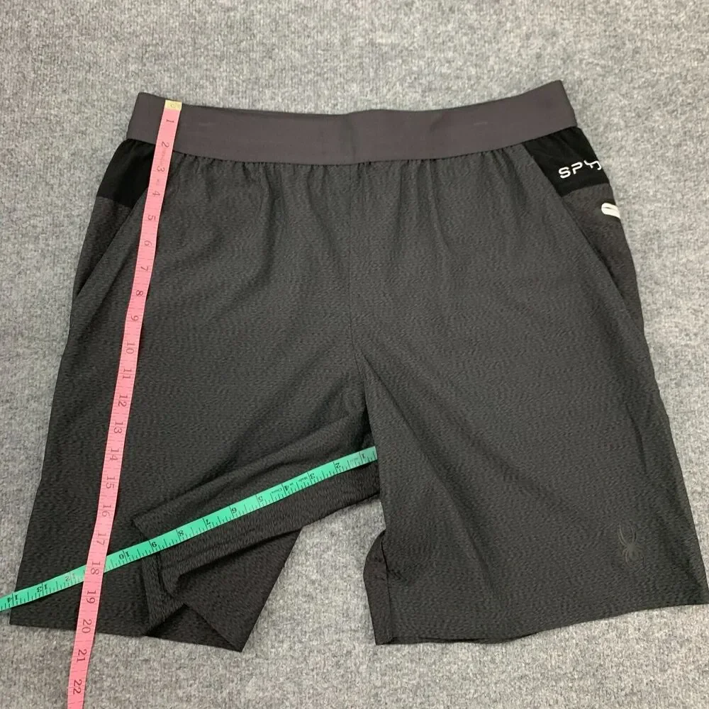 Spyder Active Shorts Mens L Large Charcoal Drawstring Pull On Stretch Workout